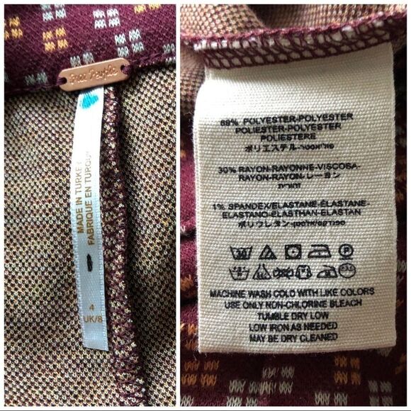 Free People Printed High Rise brown pants NWOT - Picture 6 of 6